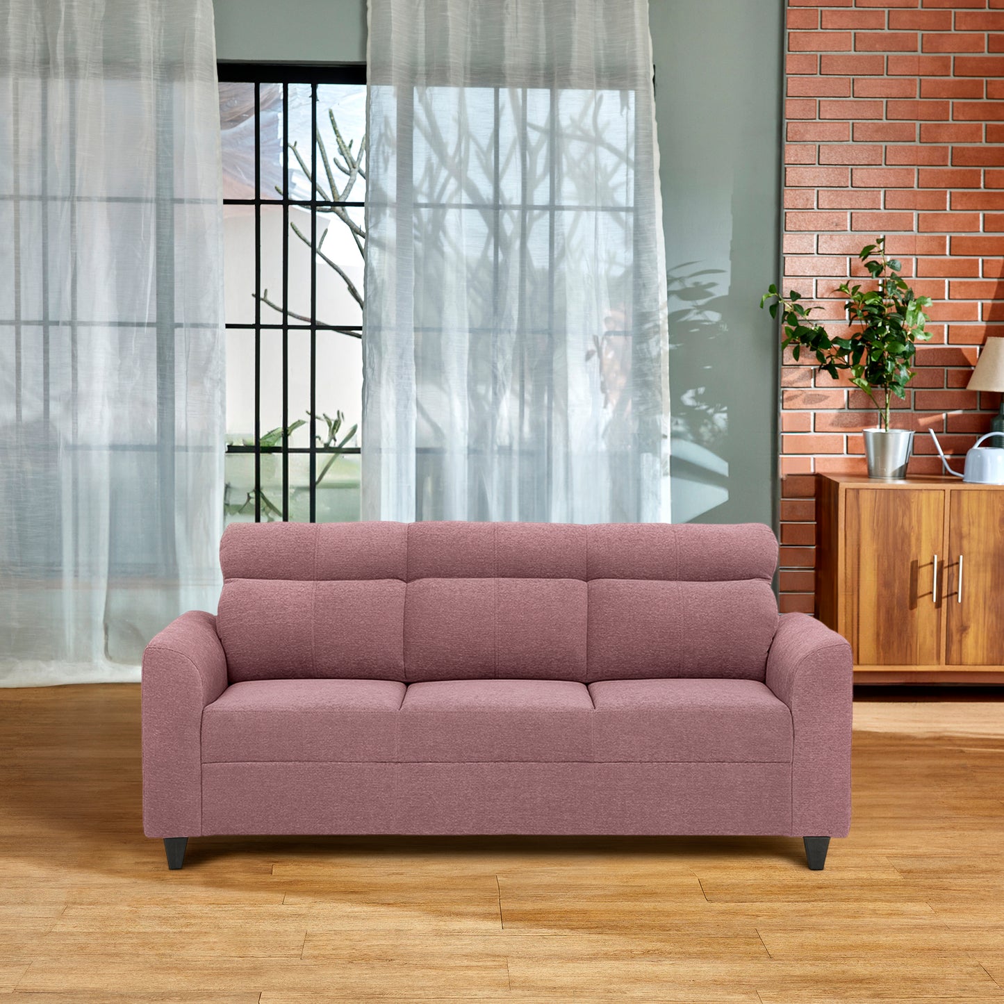 Zivo Plus Dusky Pink Fabric Sofa Set 3 Seater Sofa