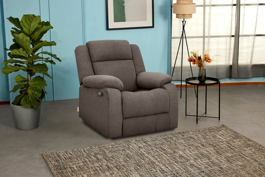 Avalon Motorized Electric Powered Saddle Brown Fabric Recliner