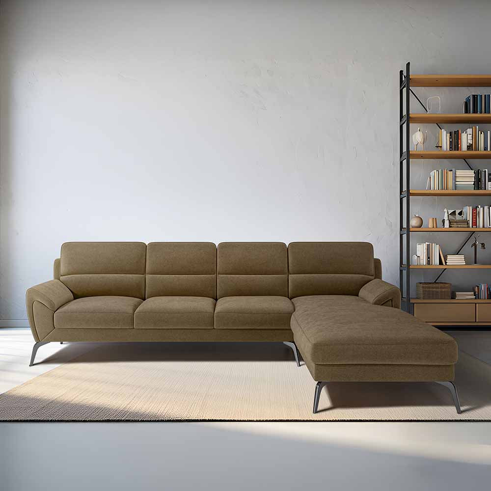 Octave 3 Seater with Lounger Water & Stain Repellent Fabric - Dark Earth