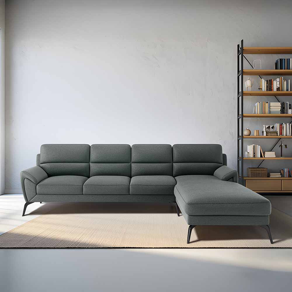 Octave 3 Seater with RH Lounger Suede Fabric - Steel Grey