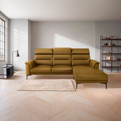 Cresendo 2 Seater with RH Lounger Leatherette fabric - Golden Orange