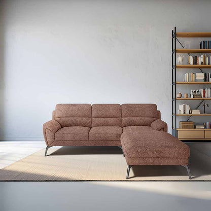 Octave 2 Seater Sofa with Lounger Boucle Fabric  - Dusty Rose