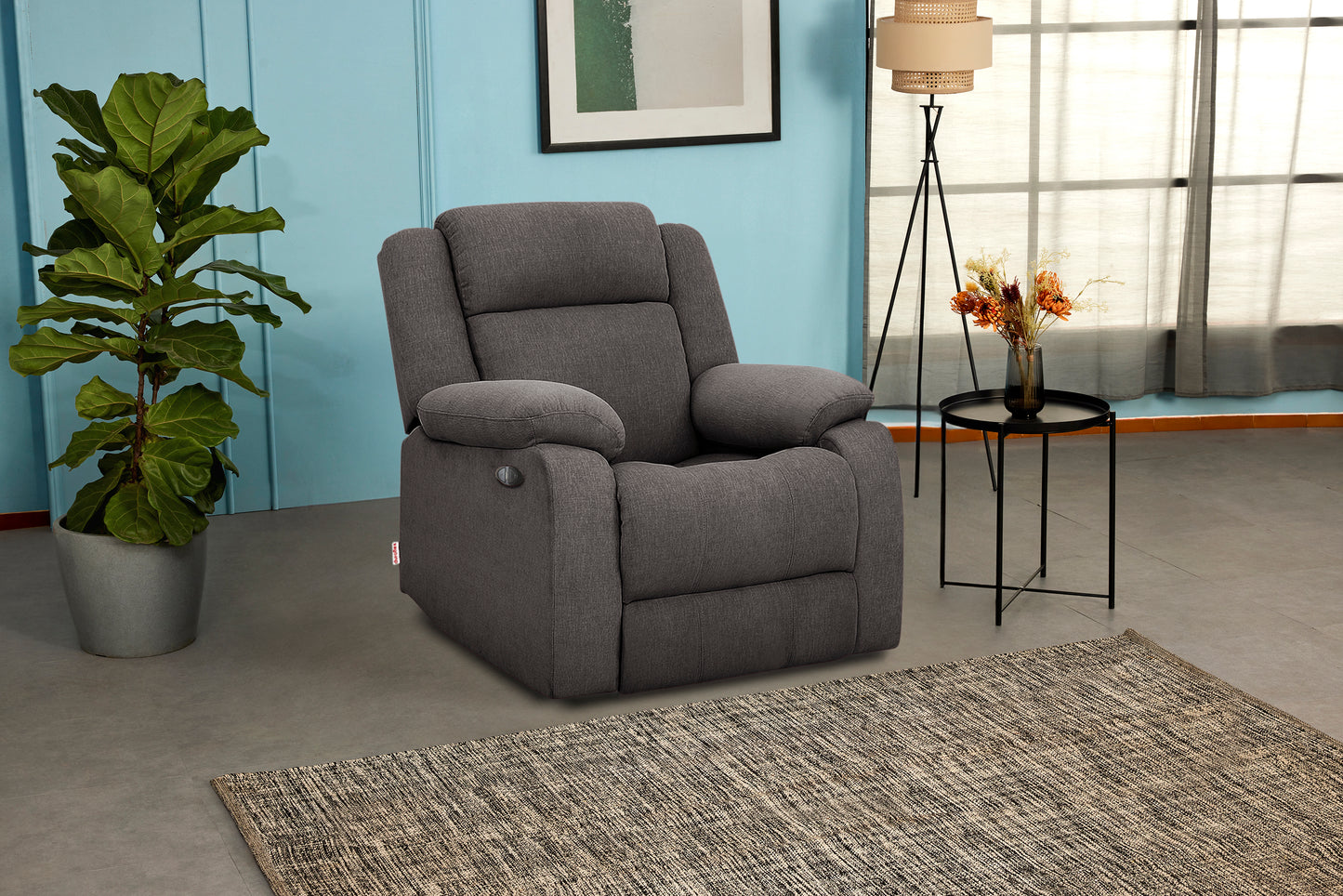 Avalon Motorized Electric Powered Grey Fabric Recliner