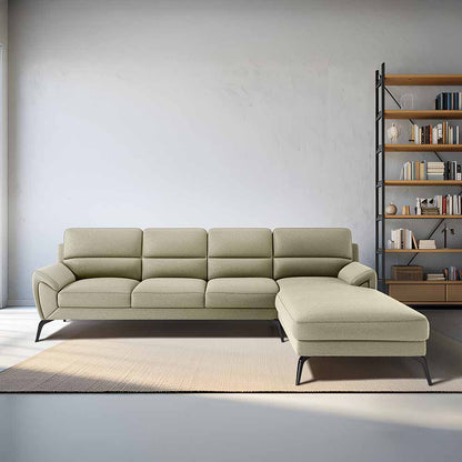 Octave 3 Seater with Lounger Suede Fabric - Almond Milk
