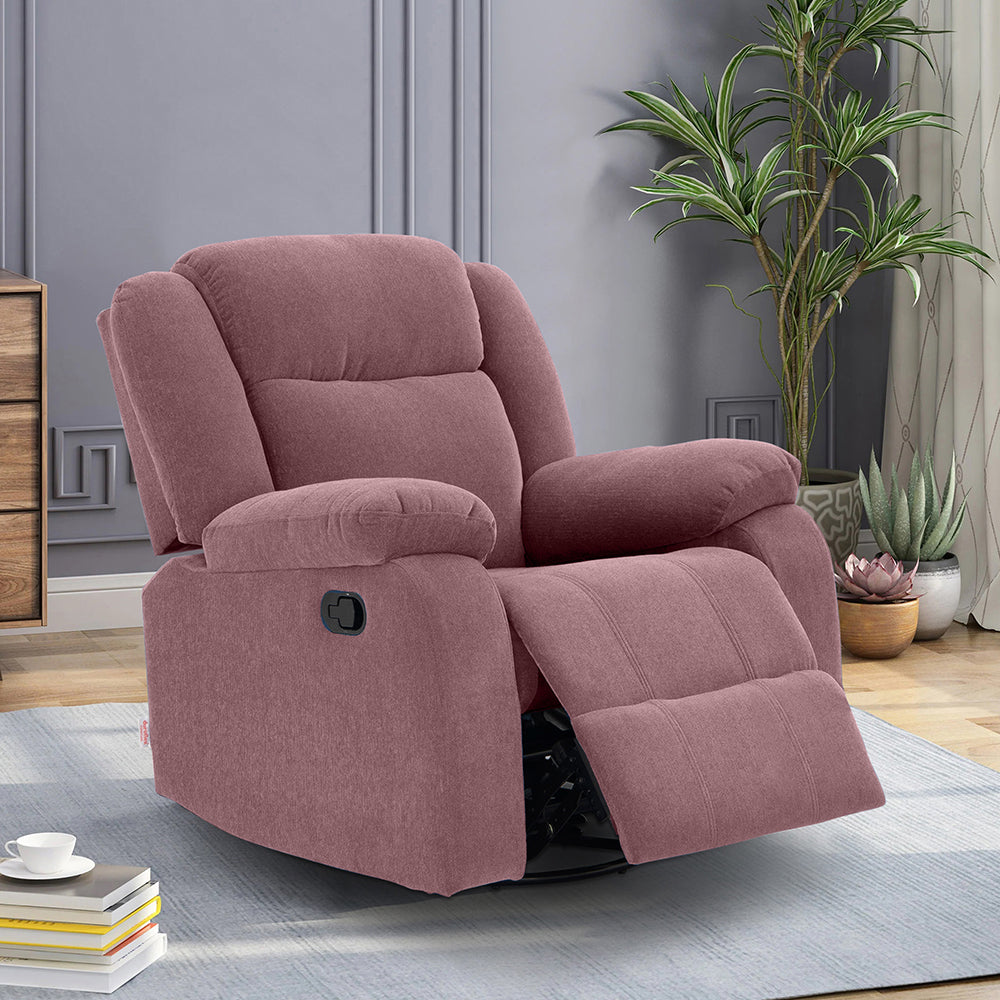 Avalon - Rocking & Rotating Single Seater Fabric Recliner In Pink Colo ...
