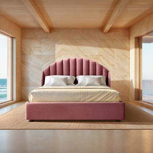 Wave Plus Adjustable Bed with Celeste Upholstered Bed and Livein Duropedic - Pink