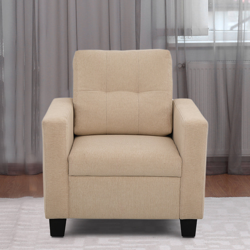 Ease Beige Fabric 1 seater sofa