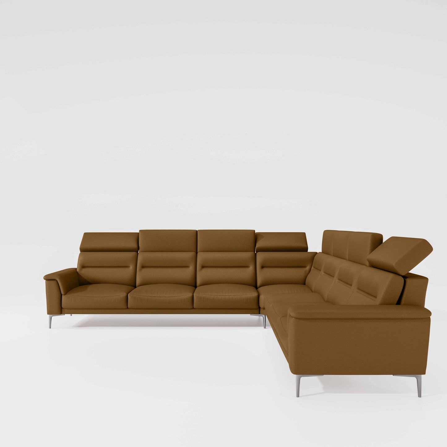 Crescendo 3 Seater + Corner + 3 Seater Leatherette Fabric - Tobacco Brown