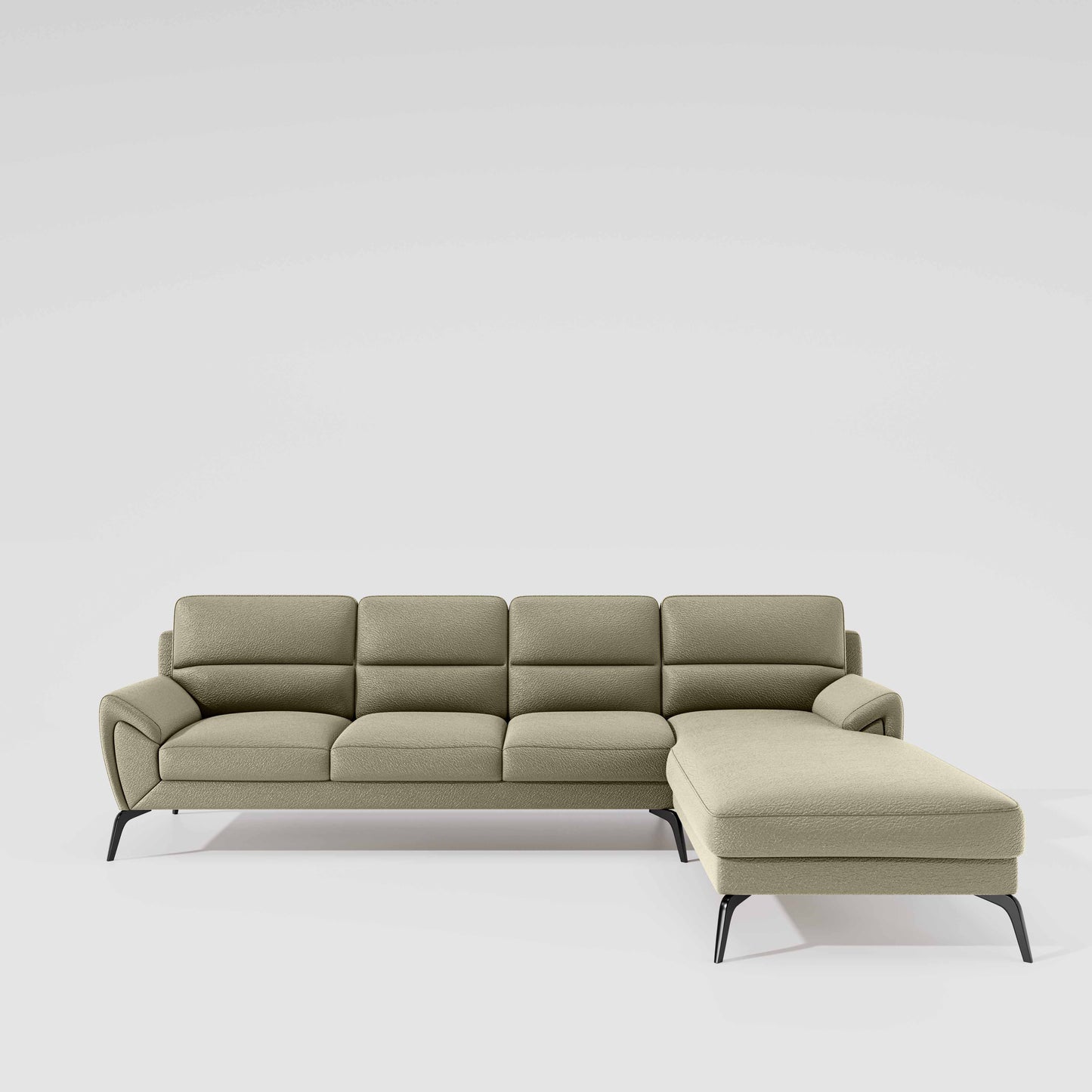 Octave 3 Seater with Lounger Suede Fabric - Almond Milk
