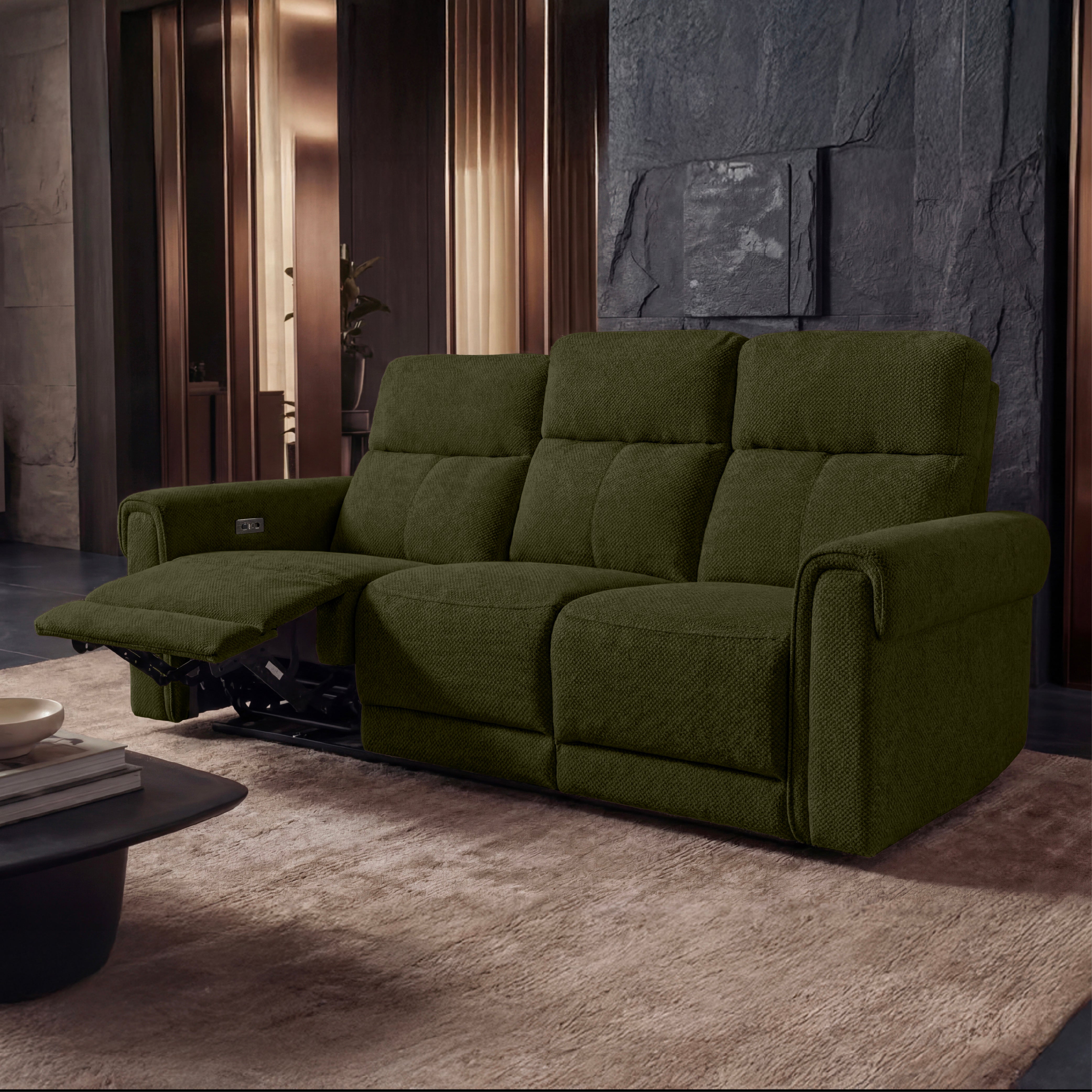 Opus mov.E Green Fabric 3 Seater Sofa