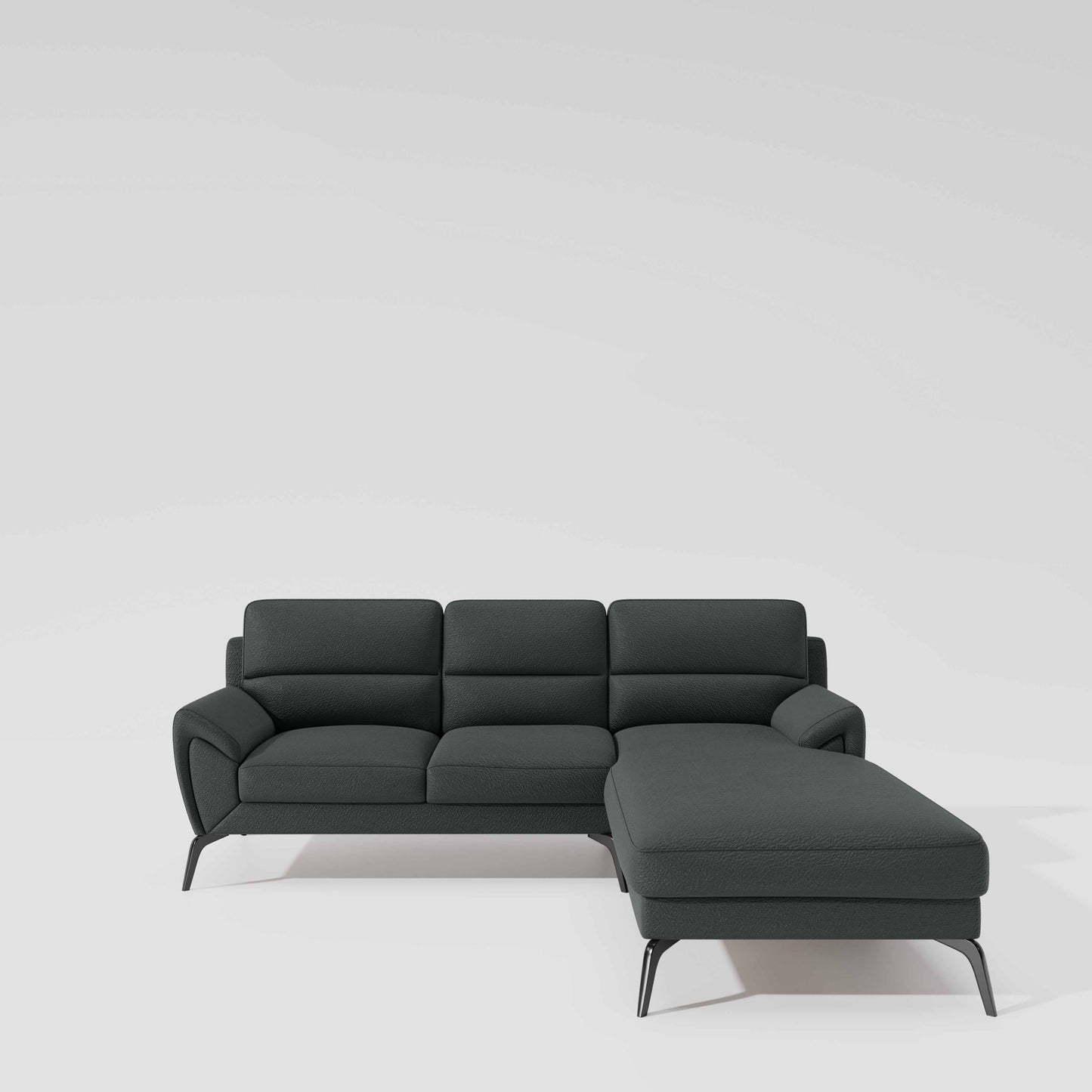 Octave 2 Seater Sofa with RH Lounger Suede Fabric  - Steel Grey