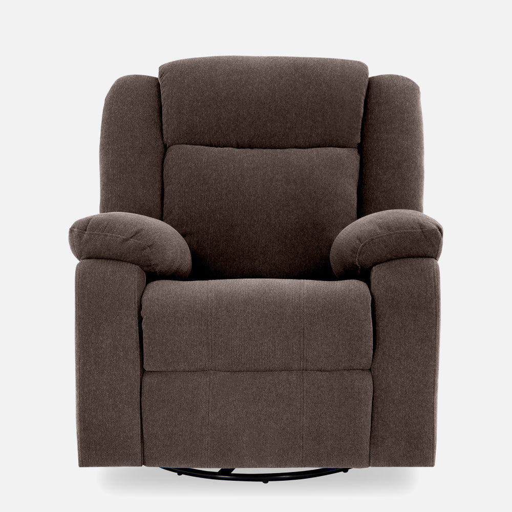 Avalon - Rocking & Rotating Single Seater Fabric Recliner In Dark Brown Colour