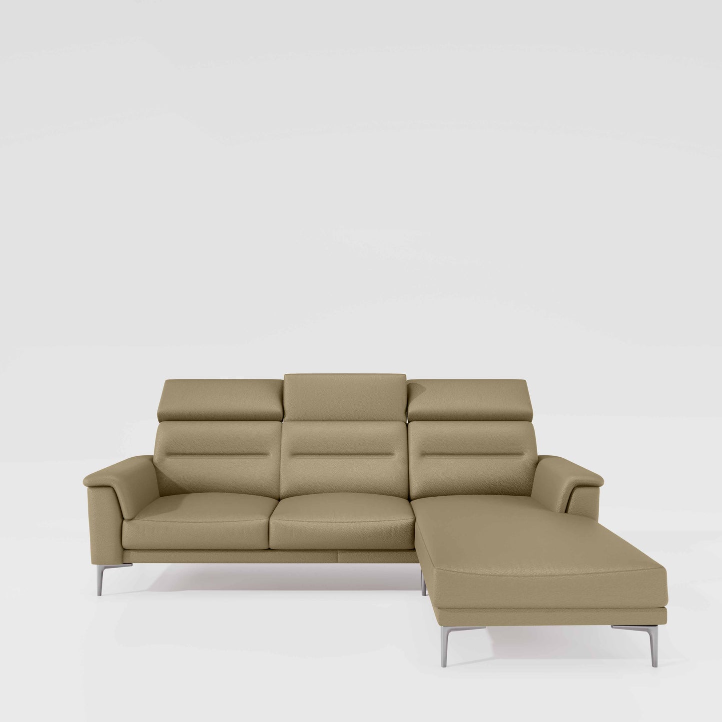 Cresendo 2 Seater with RH Lounger Leatherette fabric - Pebble