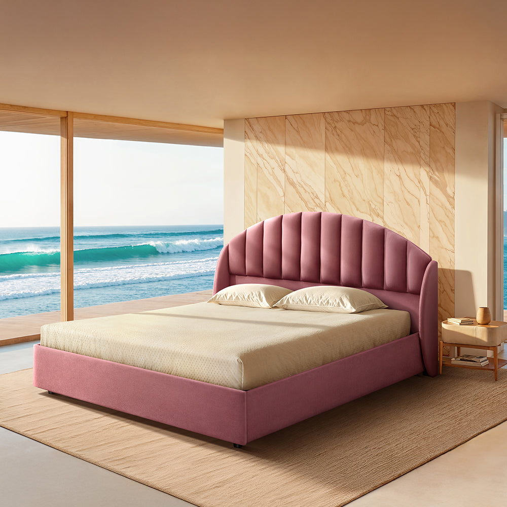Wave Plus Adjustable Bed with Celeste Upholstered Bed and Livein Duropedic - Pink
