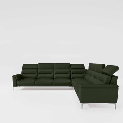 Crescendo 3 Seater + Corner + 3 Seater Leatherette Fabric - Black Forest