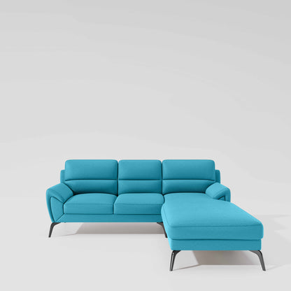 Octave 2 Seater Sofa with Lounger Suede Fabric  - Celestial Blue