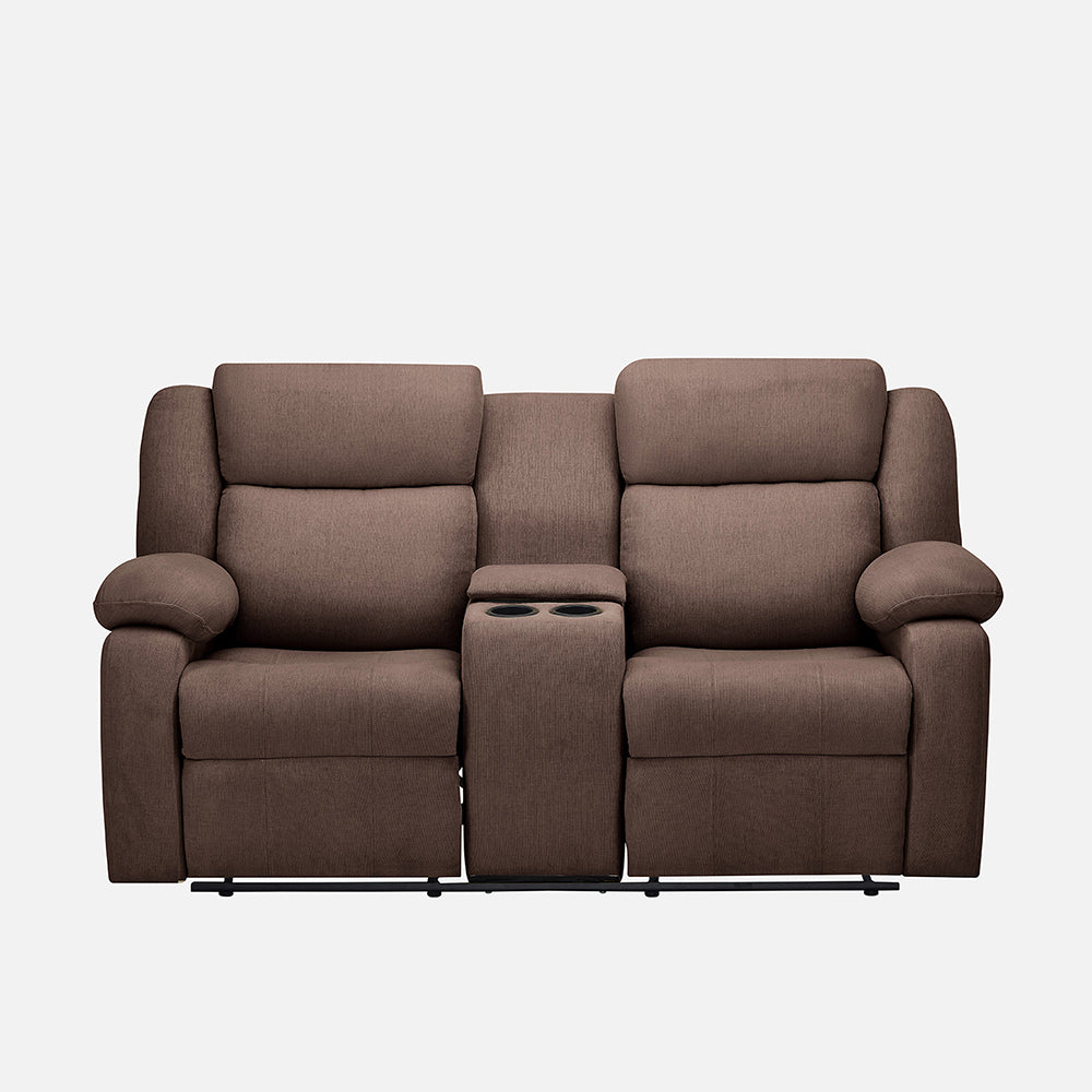 Avalon Twin Dark Brown Fabric Recliner 2 Seater