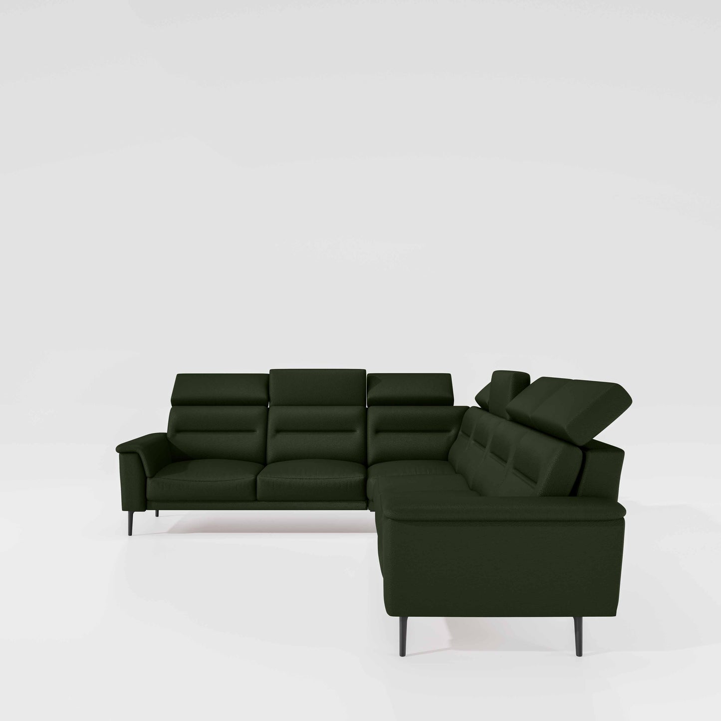 Crescendo 2 Seater + Corner + 3 Seater Leatherette Fabric - Black Forest