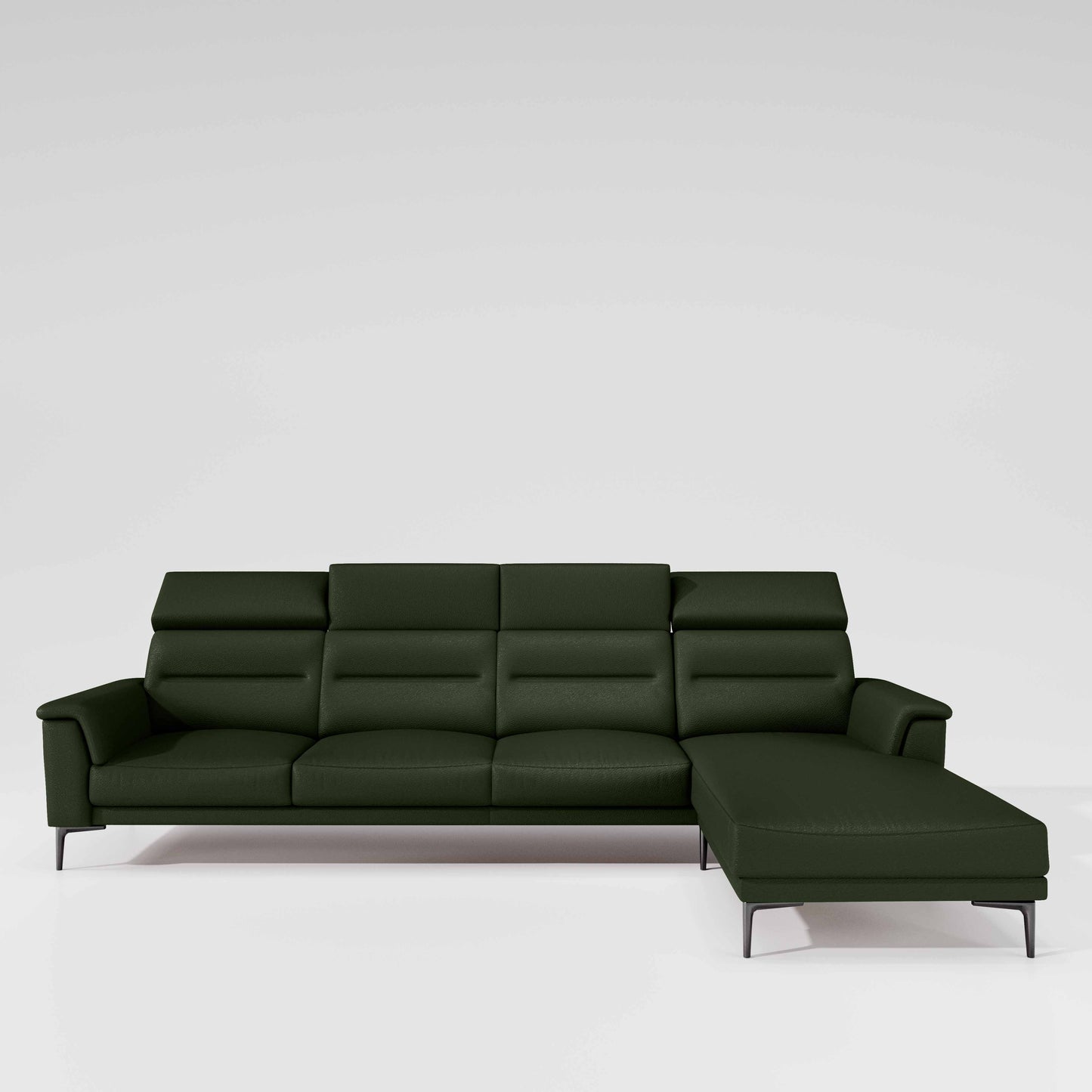 Cresendo 3 Seater with RH Lounger Leatherette fabric - Black Forest