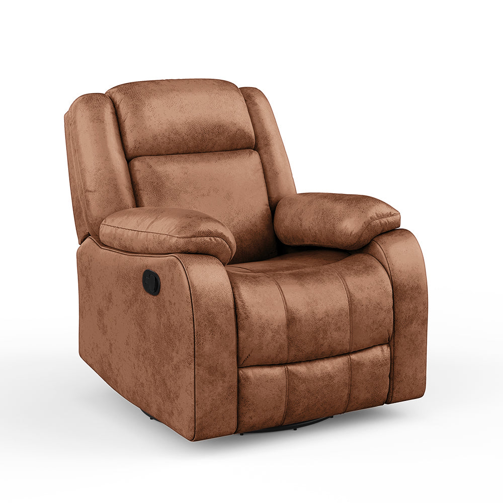Avalon Rocking & Rotating Desert Orange Single Seater Suede Fabric Recliner