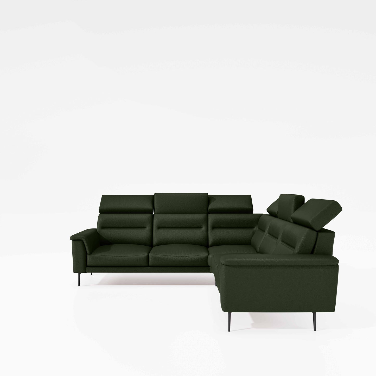 Crescendo 2 Seater + Corner + 2 Seater Leatherette Fabric - Black Forest