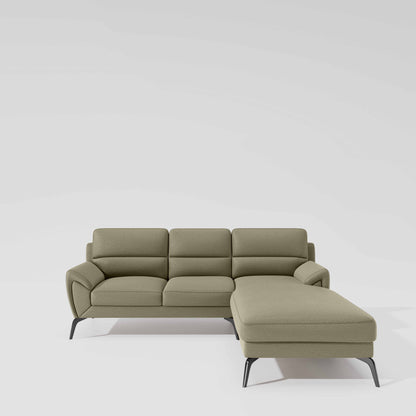 Octave 2 Seater Sofa with Lounger Suede Fabric  - Almond Milk