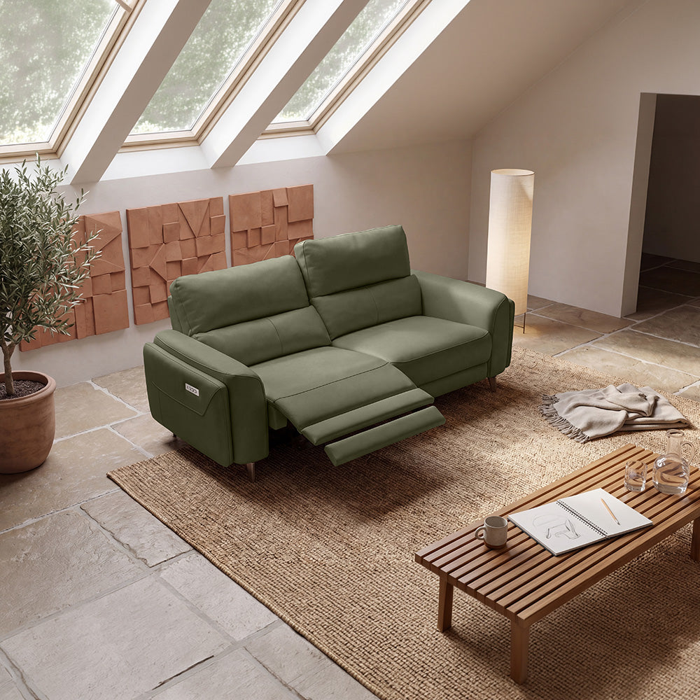 Rhapsody mov.E Green Leatherette 3 Seater Sofa