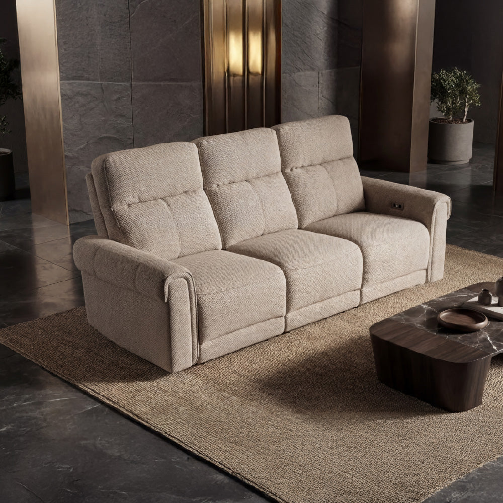 Opus mov.E Cream Fabric 3 Seater Sofa