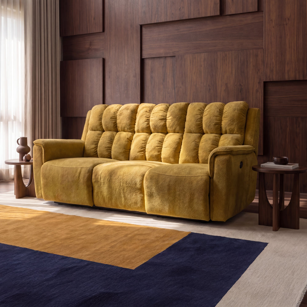Avalon Elite mov.E Yellow Fabric 3 Seater Sofa
