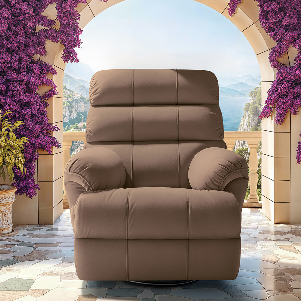 Avalon Posture Pro Rocking & Rotating Single Seater Fabric Recliner, Brown, Motorized