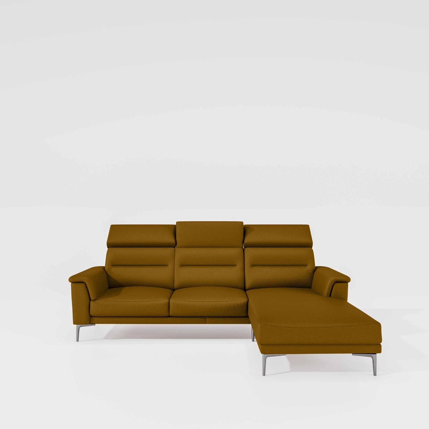 Cresendo 2 Seater with RH Lounger Leatherette fabric - Golden Orange