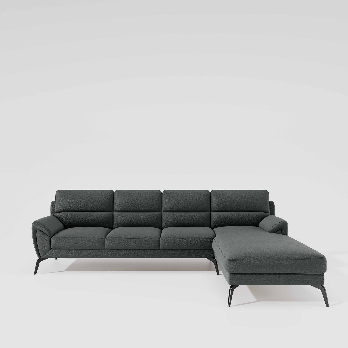 Octave 3 Seater with RH Lounger Suede Fabric - Steel Grey
