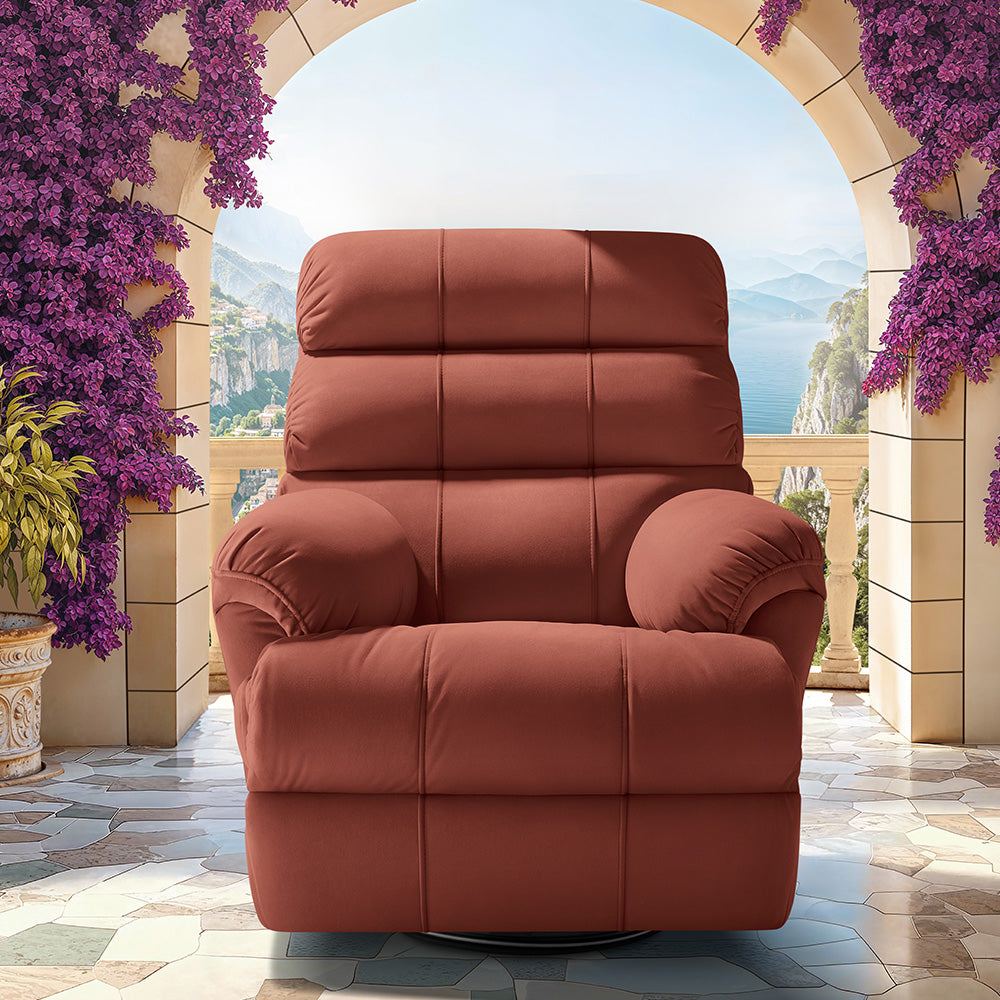 Avalon Posture pro Rocking & Rotating Single Seater Premium Leatherette Recliner, Tan, Motorized
