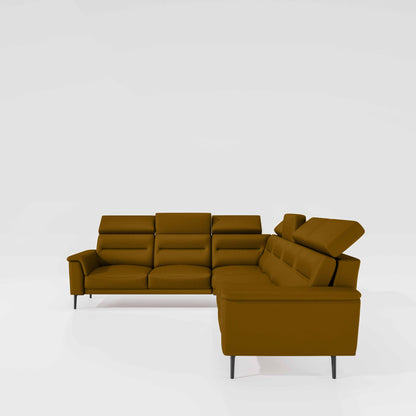 Crescendo 2 Seater + Corner + 3 Seater Leatherette Fabric - Orange Shade