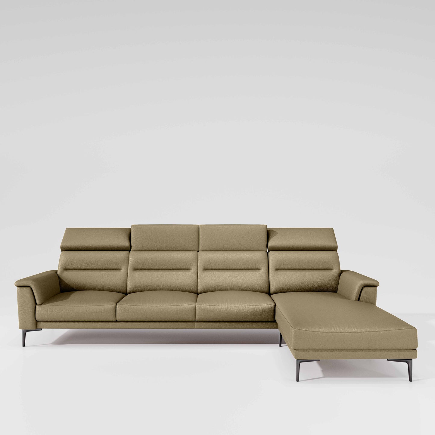Cresendo 3 Seater with RH Lounger Leatherette fabric - Pebble