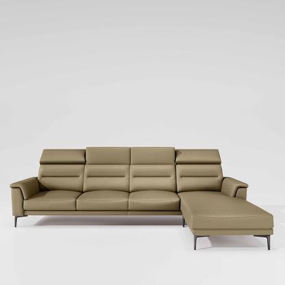 Cresendo 3 Seater with RH Lounger Leatherette fabric - Pebble