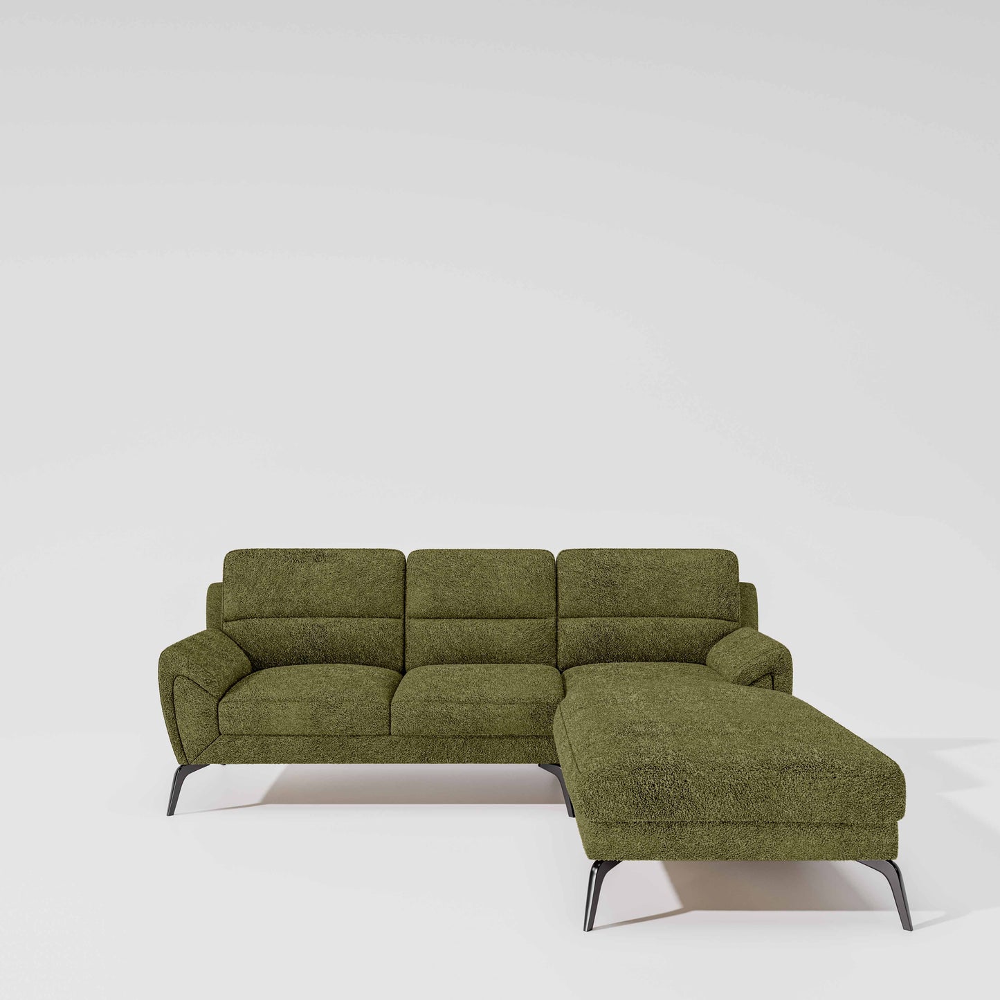 Octave 2 Seater Sofa with Lounger Boucle Fabric  - Dried Herb