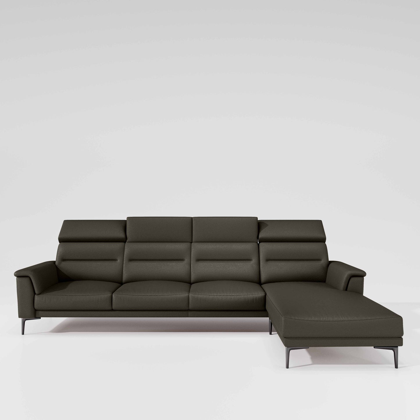 Cresendo 3 Seater with LH Lounger Leatherette fabric - Pewter Grey