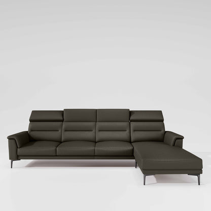 Cresendo 3 Seater with LH Lounger Leatherette fabric - Pewter Grey