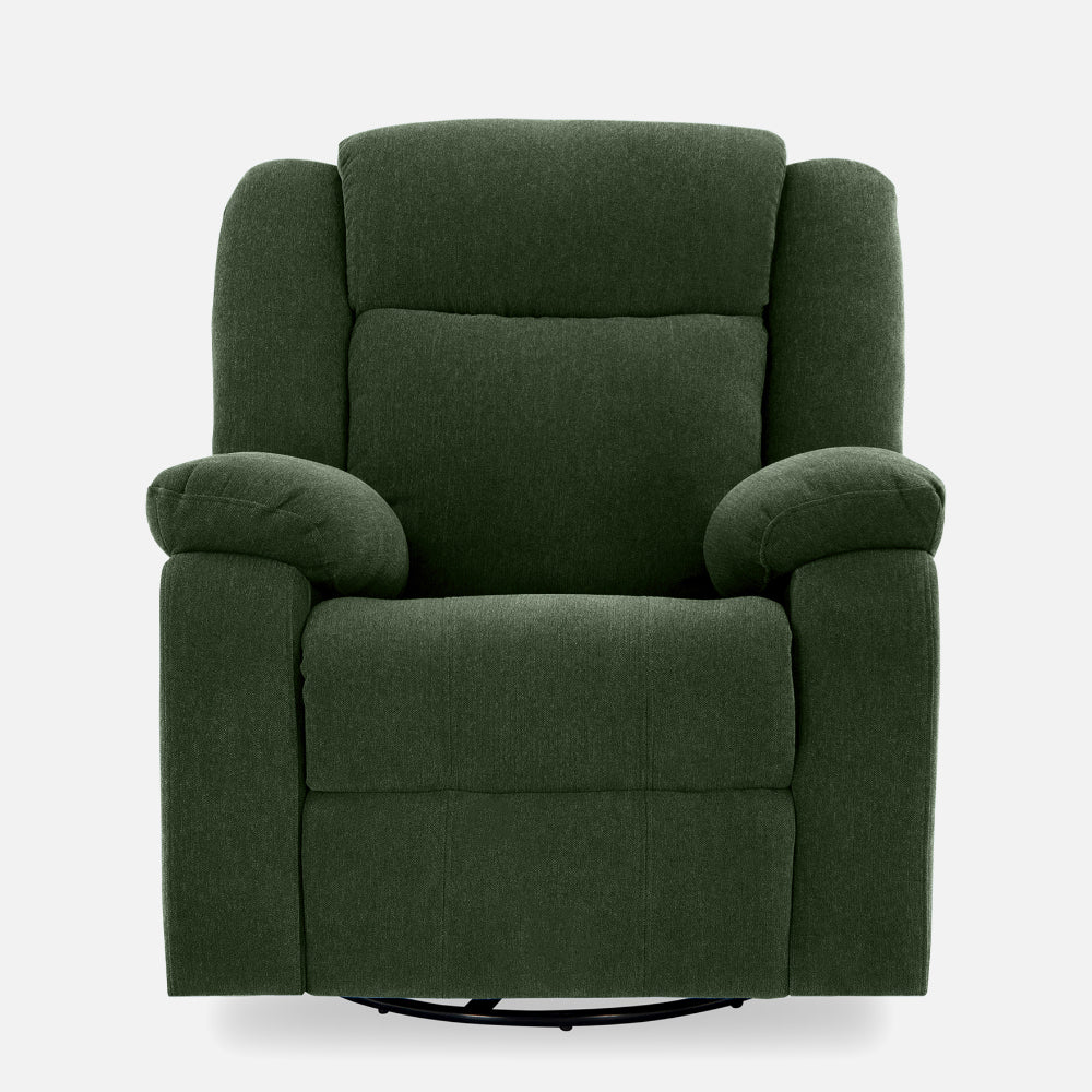 Avalon - Rocking & Rotating Single Seater Fabric Recliner In Green Colour