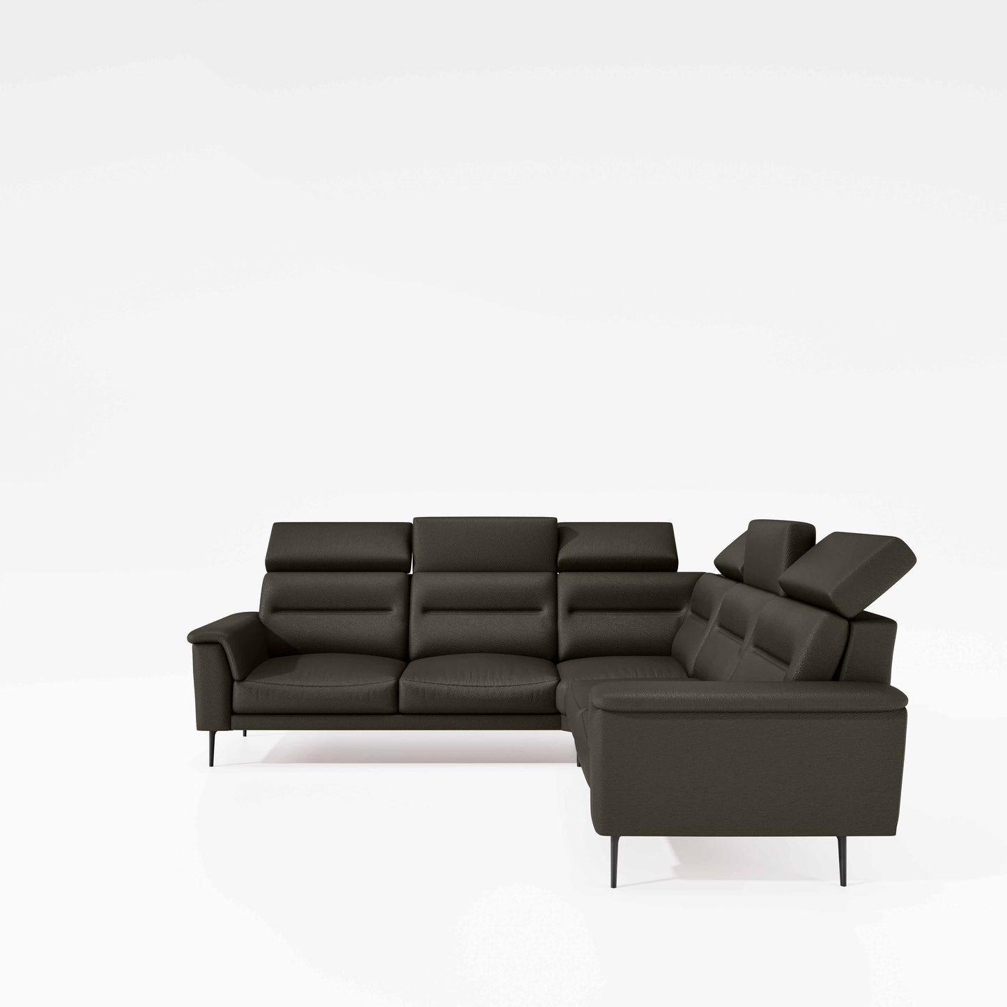 Crescendo 2 Seater + Corner + 2 Seater Leatherette Fabric - Pewter Grey