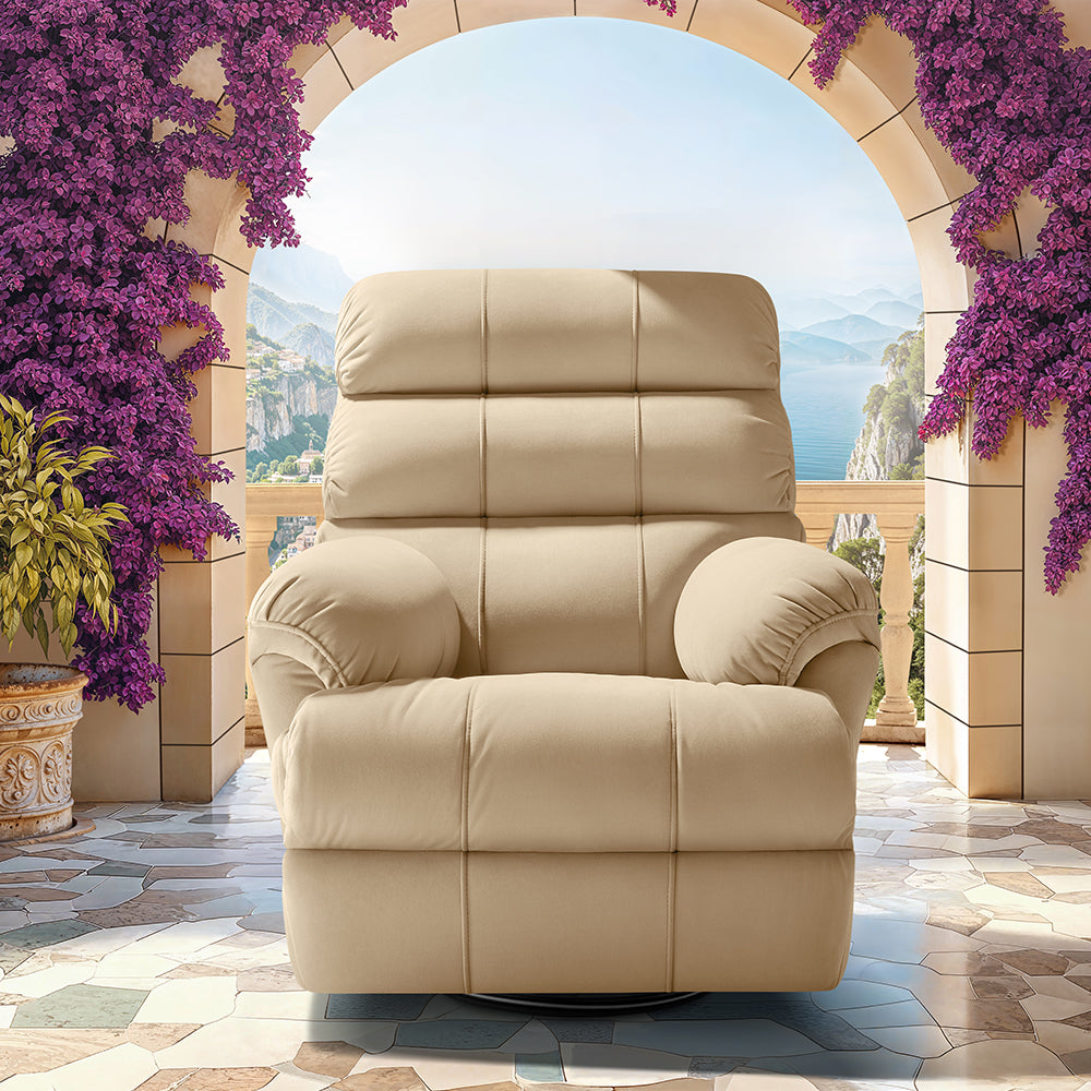 Avalon Posture pro Rocking & Rotating Single Seater Premium Leatherette Recliner, Beige, Motorized