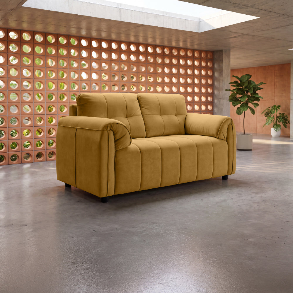 Cocoon Mustard Yellow Fabric 2 Seater Sofa