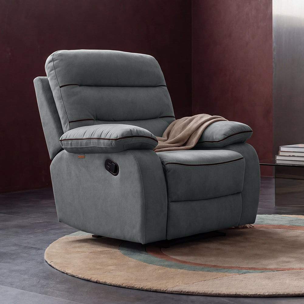 Avalon Grande Grey Fabric Recliner - Rock, Rotate & Recline