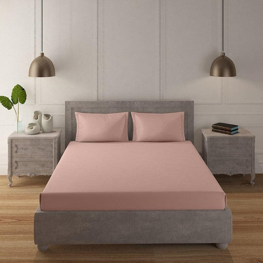 Cloud Pink 100% Cotton 300 TC Satin Bedsheet Set