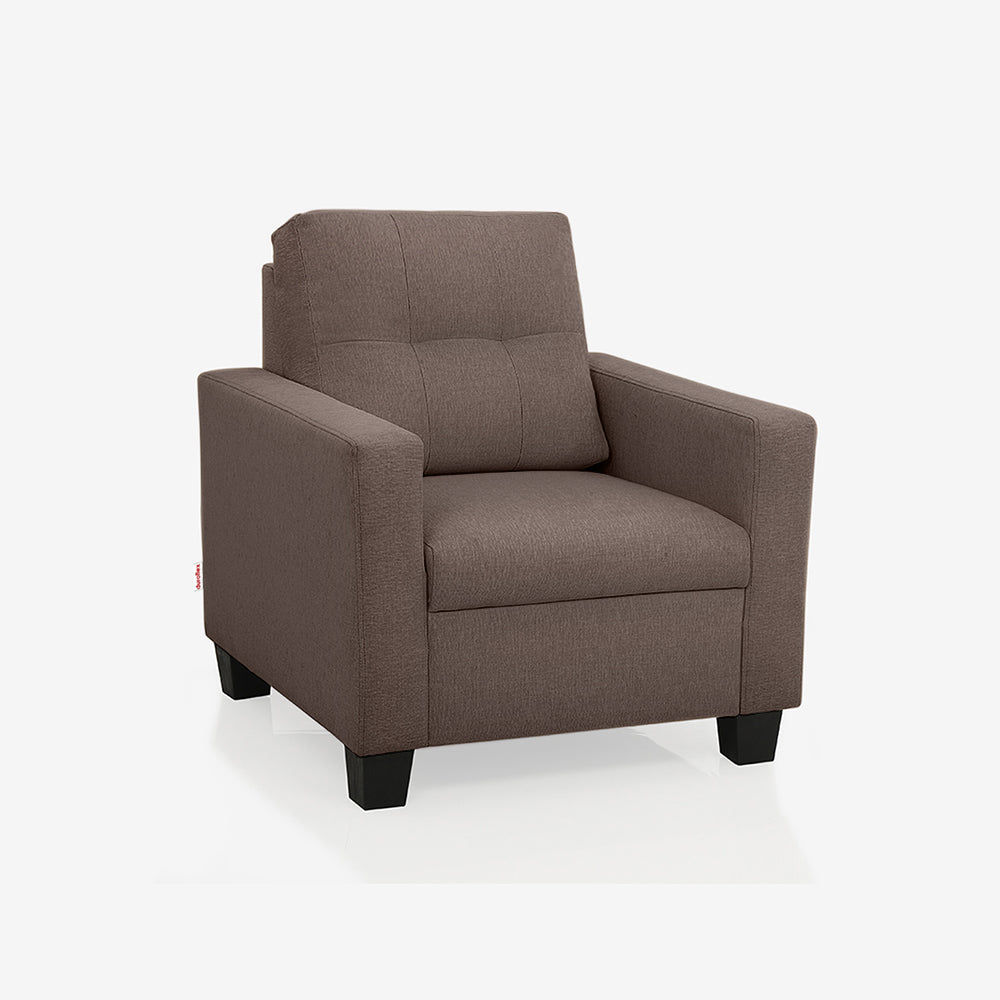 Ease Fabric Sofa | 1 seater | Saddle Brown |  Duroflex Furniture
