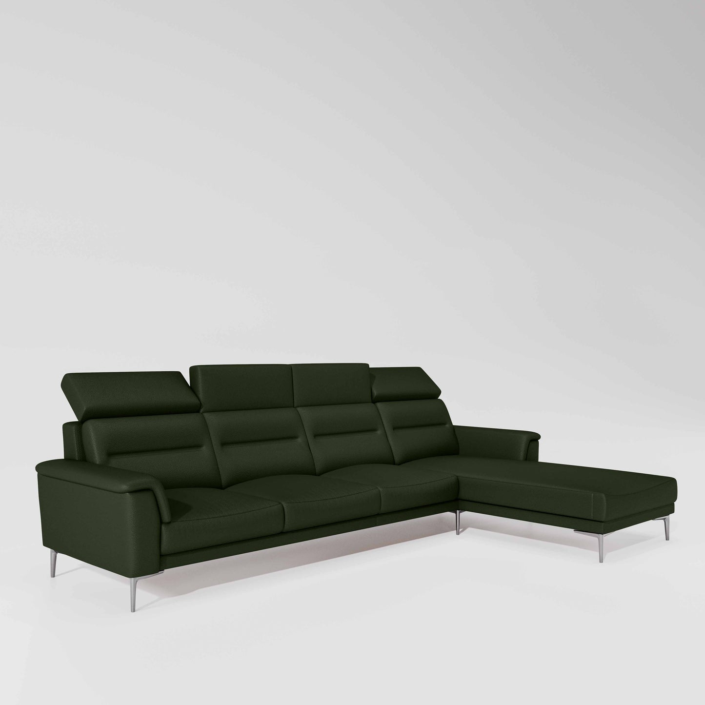 Cresendo 3 Seater with RH Lounger Leatherette fabric - Black Forest