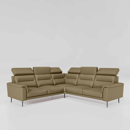 Crescendo 2 Seater + Corner + 2 Seater Leatherette Fabric - Pebble