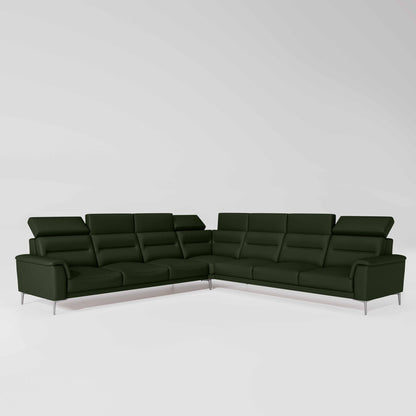 Crescendo 3 Seater + Corner + 3 Seater Leatherette Fabric - Black Forest