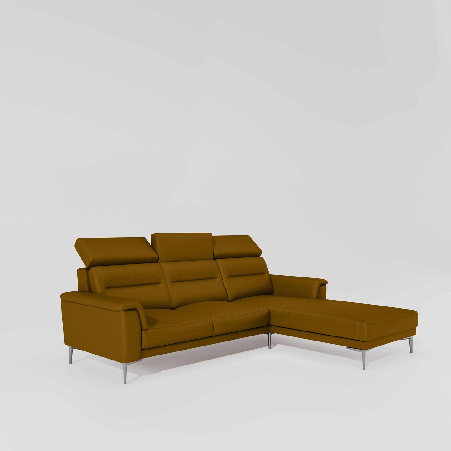 Cresendo 2 Seater with RH Lounger Leatherette fabric - Golden Orange